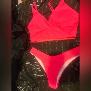 hot pink two piece